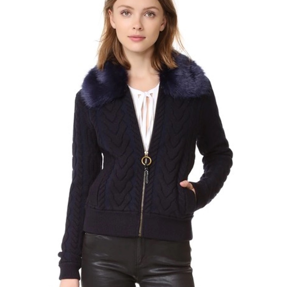 Tory Burch Contraire Bomber Jacket Navy